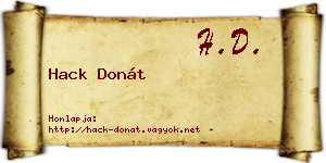 Hack Donát névjegykártya